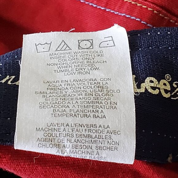 Lee Womens 16 Capri Jeans Red Stretch Button Hem High Rise Zipper 5-Pocket - Picture 14 of 15